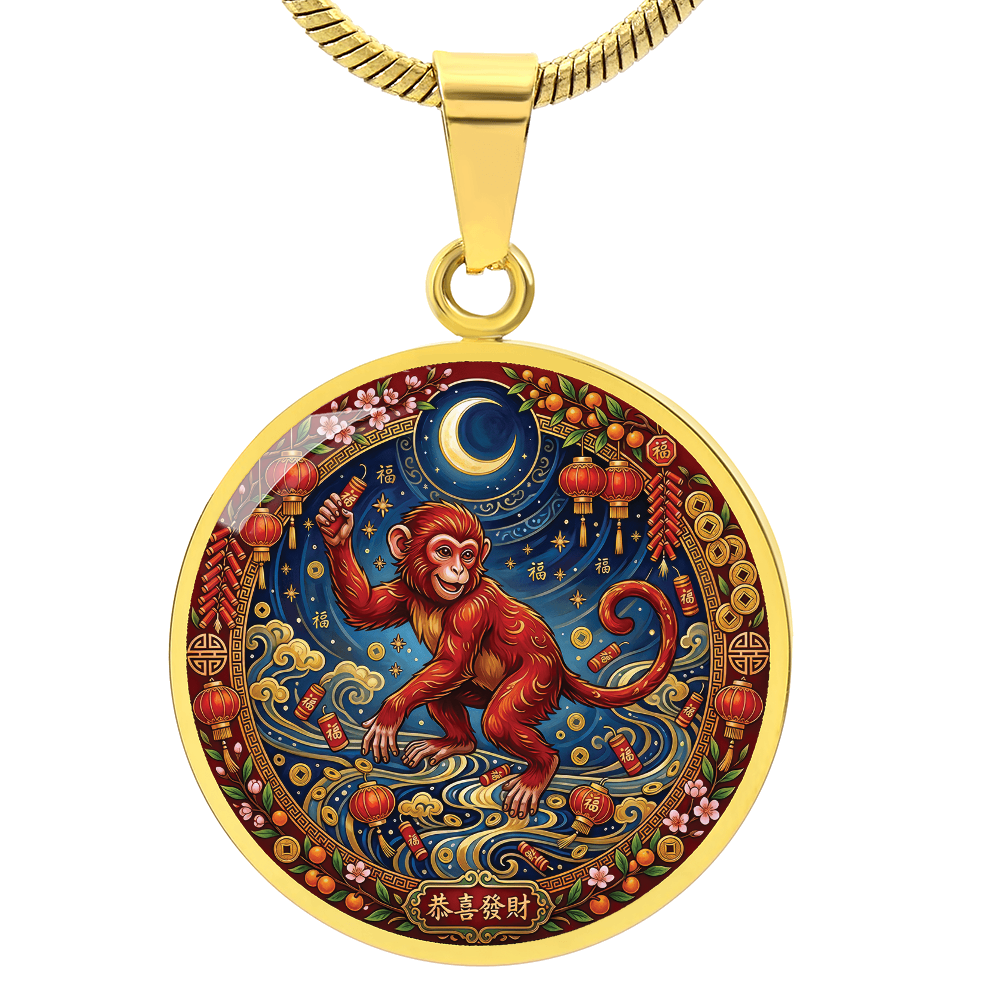Year of The Monkey Necklace - Chinese Zodiac Animal Charm Pendant Jewelry