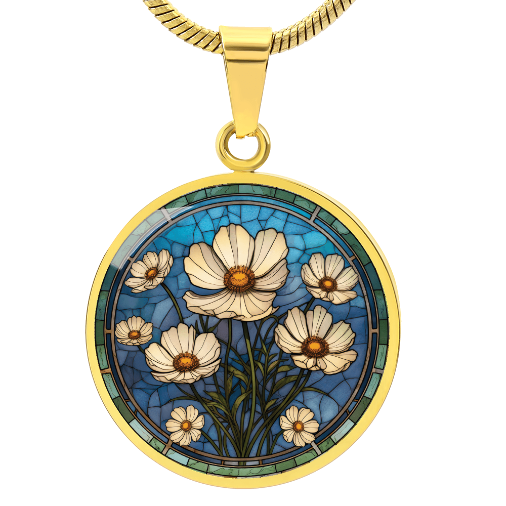 Cosmos Pendant Necklace - October Birth Flower Jewelry