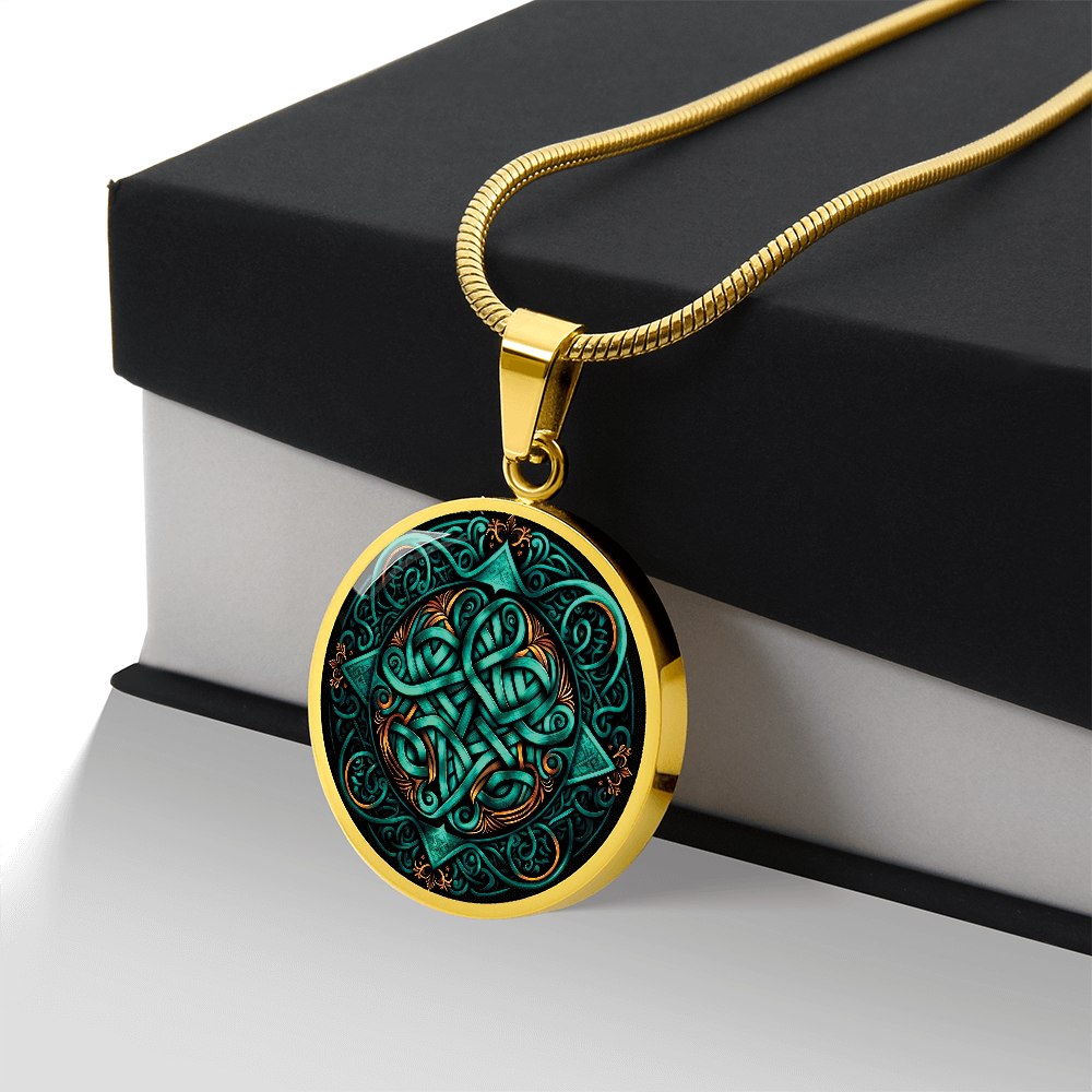 Teal Celtic Knot Necklace - Romantic Pendant Jewelry
