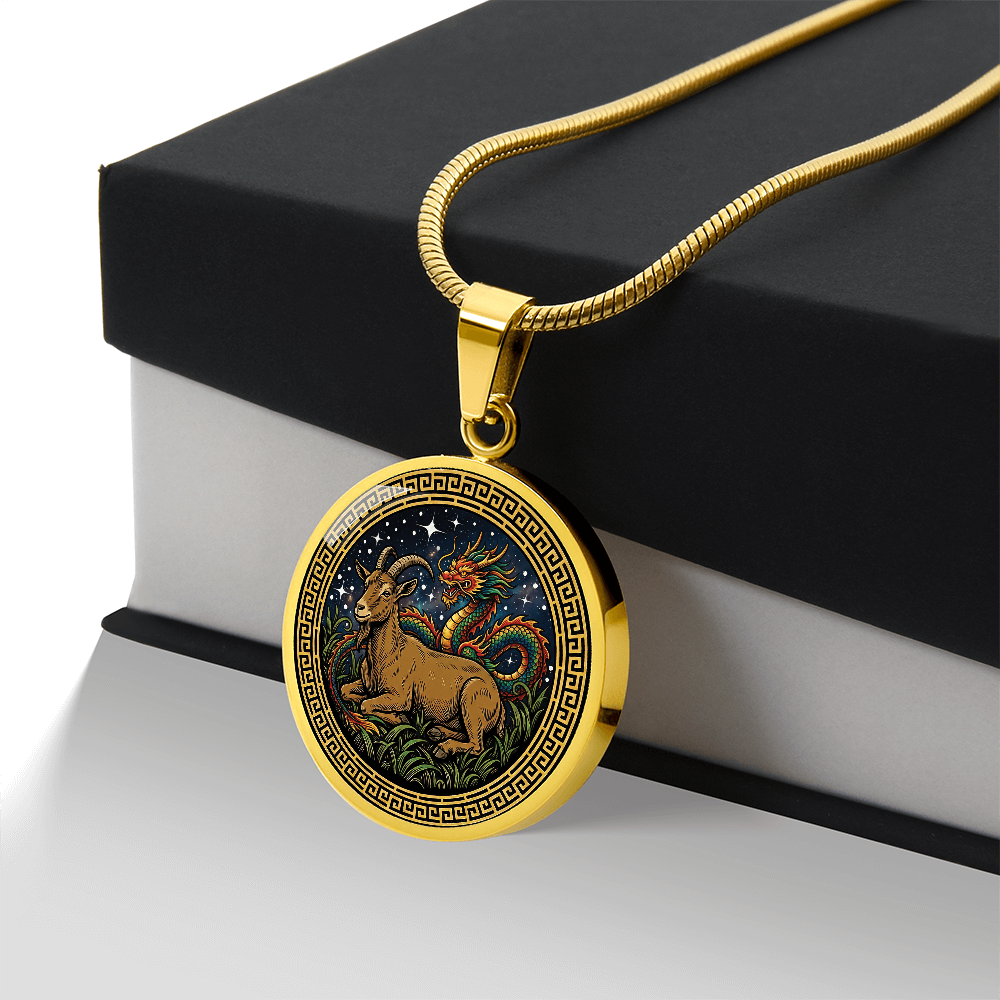 Dragon & Goat Necklace - Couples Chinese Zodiac Animal Pendant Jewelry