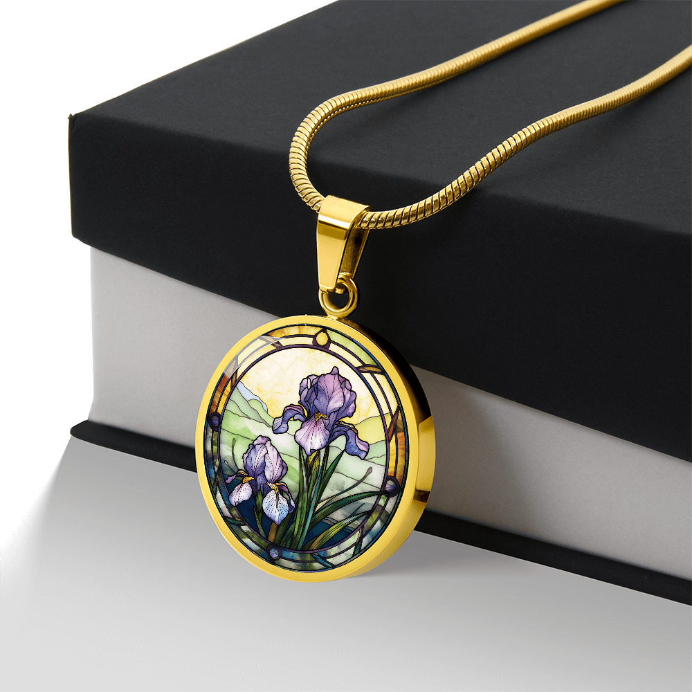 Iris Necklace - February Birth Flower Pendant Jewelry