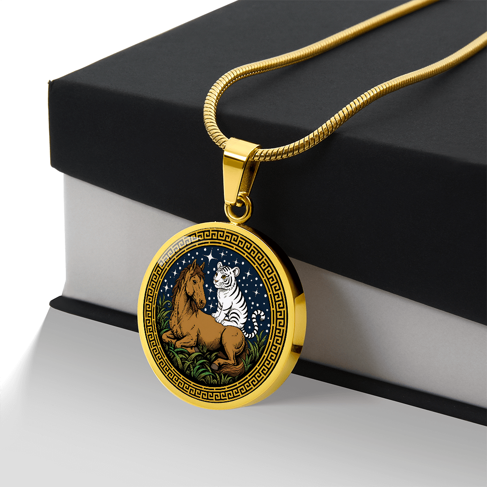 Tiger and Horse Necklace - Couples Chinese Zodiac Animal Pendant Jewelry