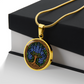 Celtic Tree of Life Pendant Necklace - Larkspur July Birth Flower Jewelry
