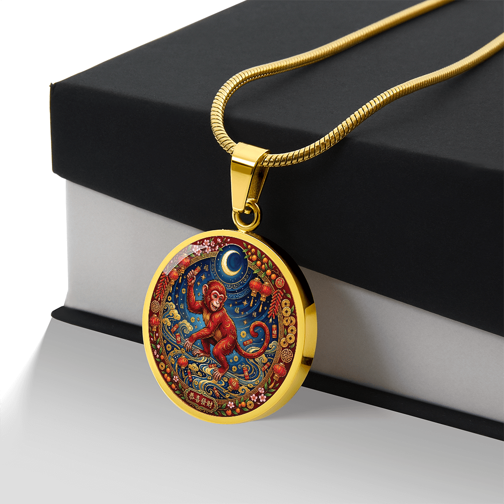 Year of The Monkey Necklace - Chinese Zodiac Animal Charm Pendant Jewelry