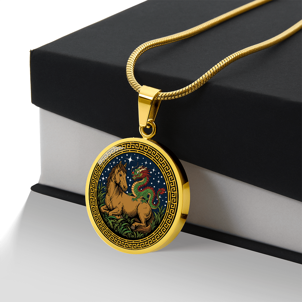 Dragon and Horse Necklace - Couples Chinese Zodiac Animal Pendant Jewelry