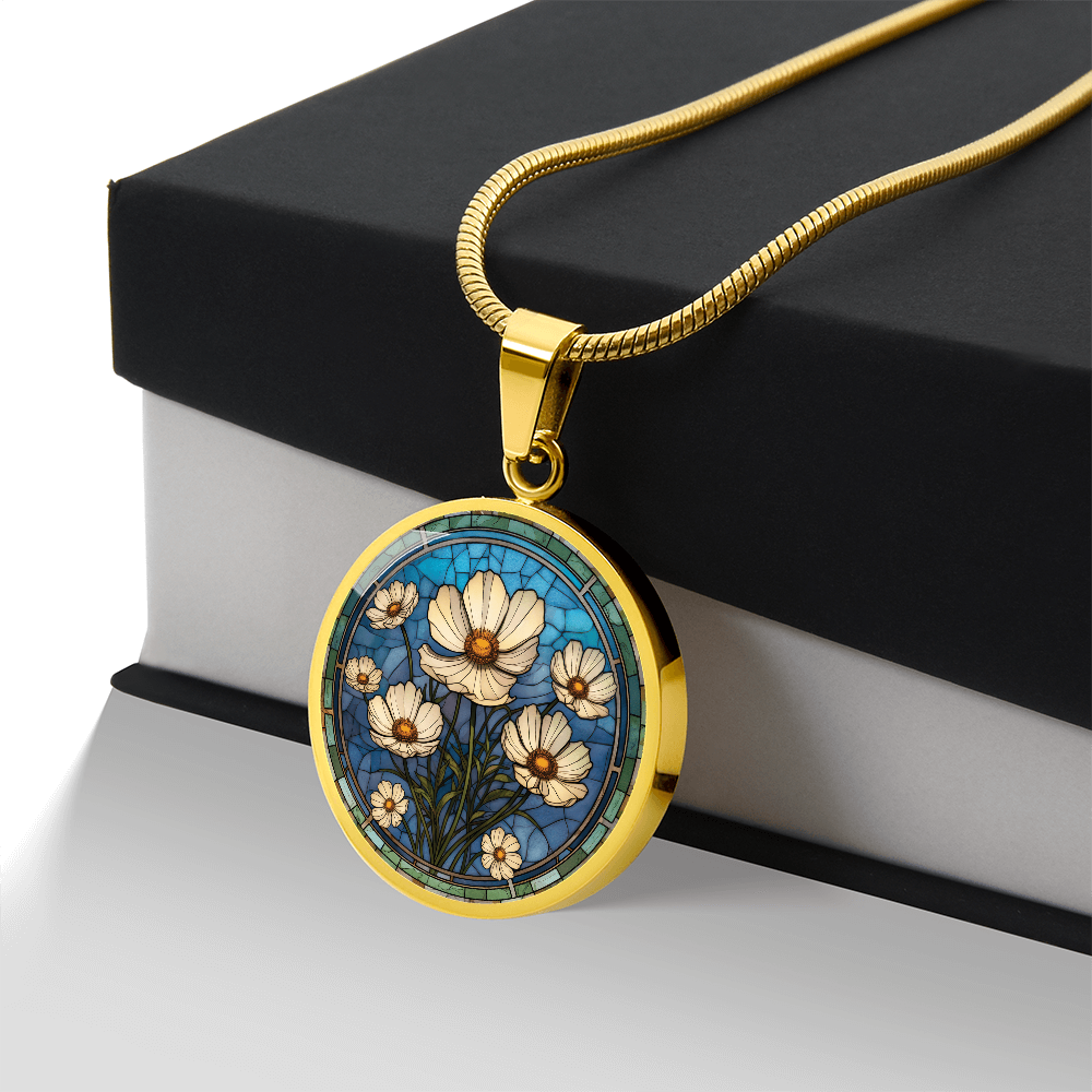 Cosmos Pendant Necklace - October Birth Flower Jewelry