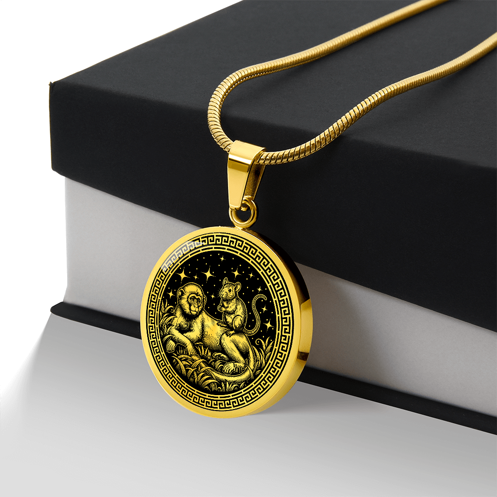 Monkey & Rat Necklace - Couples Chinese Zodiac Animal Pendant Jewelry