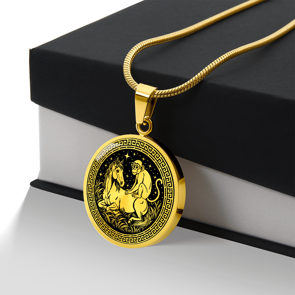 Monkey and Horse Necklace - Couples Chinese Zodiac Animal Pendant Jewelry