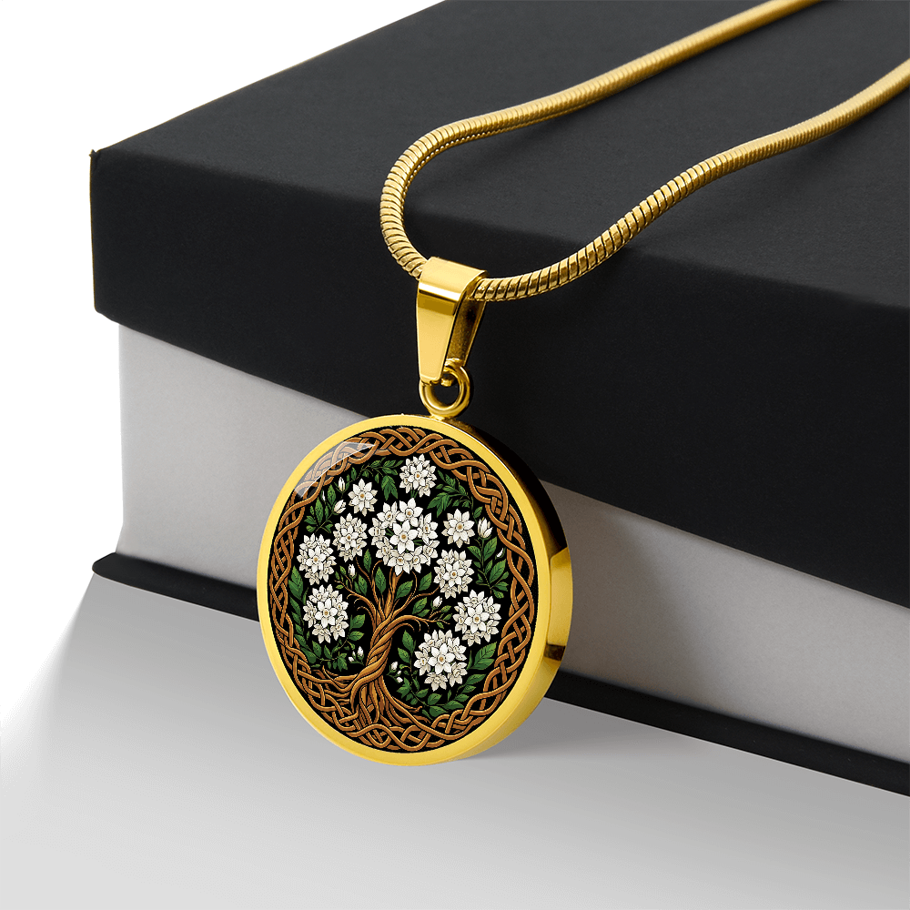 Celtic Tree of Life Pendant Necklace - Narcissus December Birth Flower Jewelry
