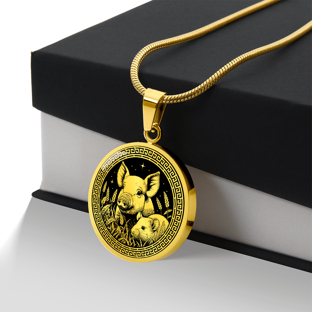 Rat & Pig Necklace - Chinese Zodiac Couples Pendant Jewelry
