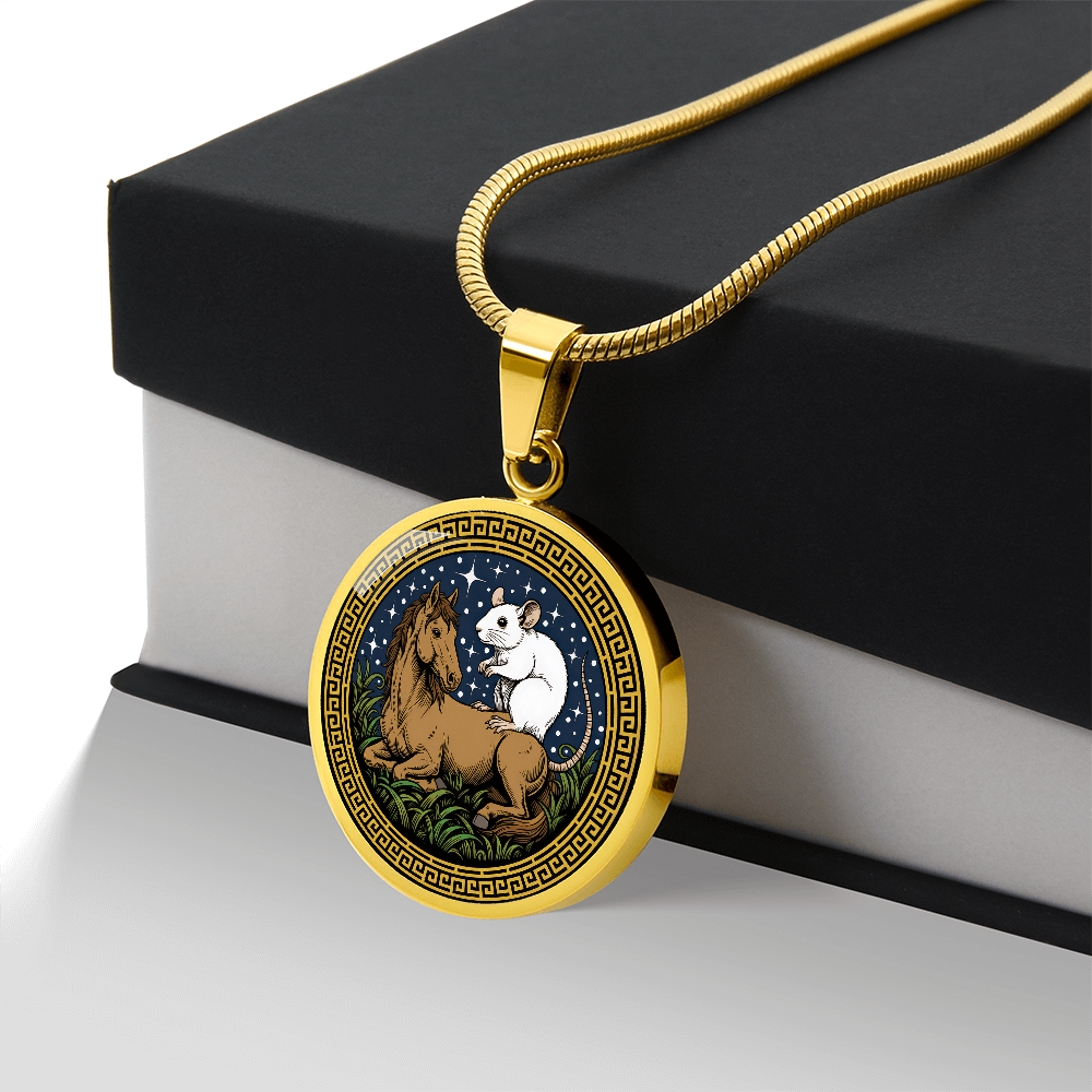Rat and Horse Necklace - Couples Chinese Zodiac Animal Pendant Jewelry