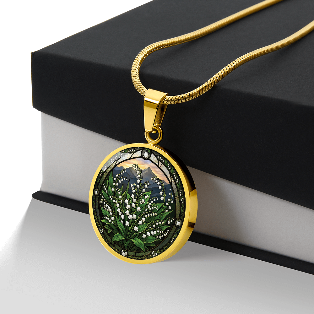 White Lily of the Valley Necklace - May Birth Flower Pendant Jewelry