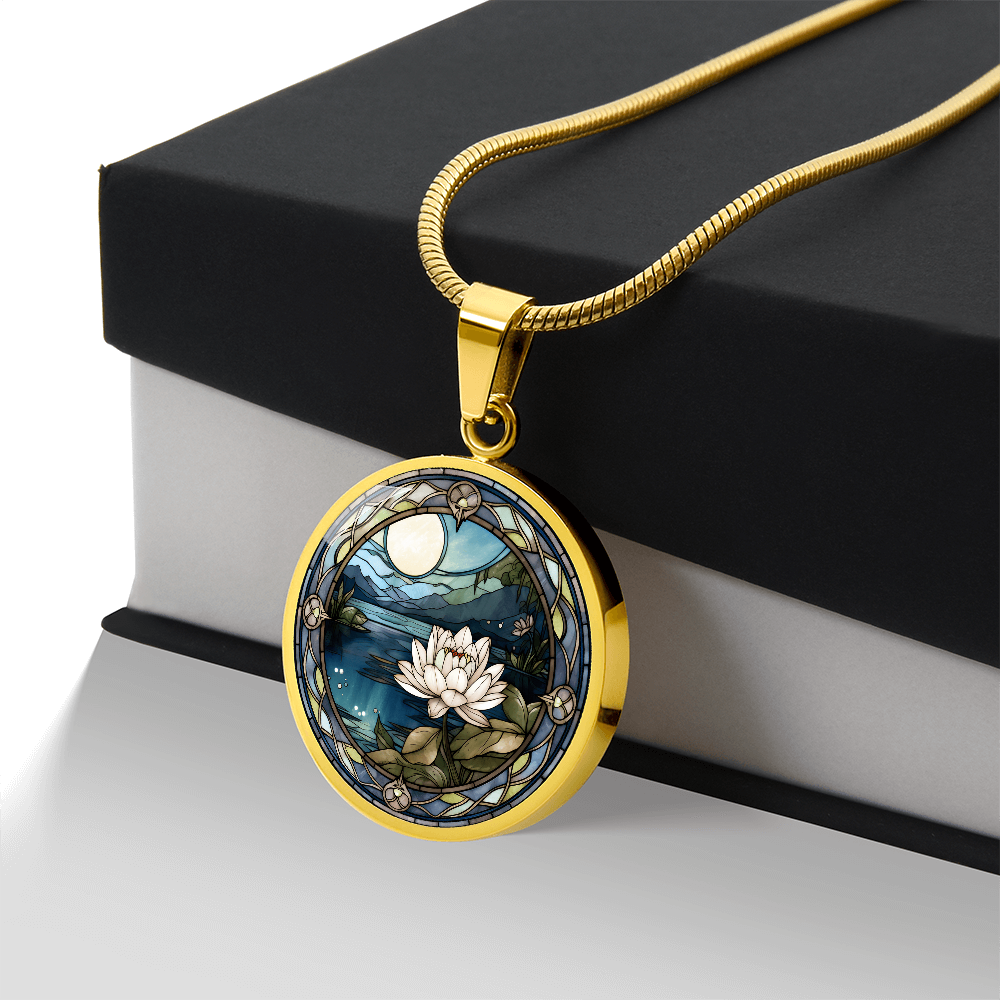 Water Lily Necklace - July Birth Flower Pendant Jewelry