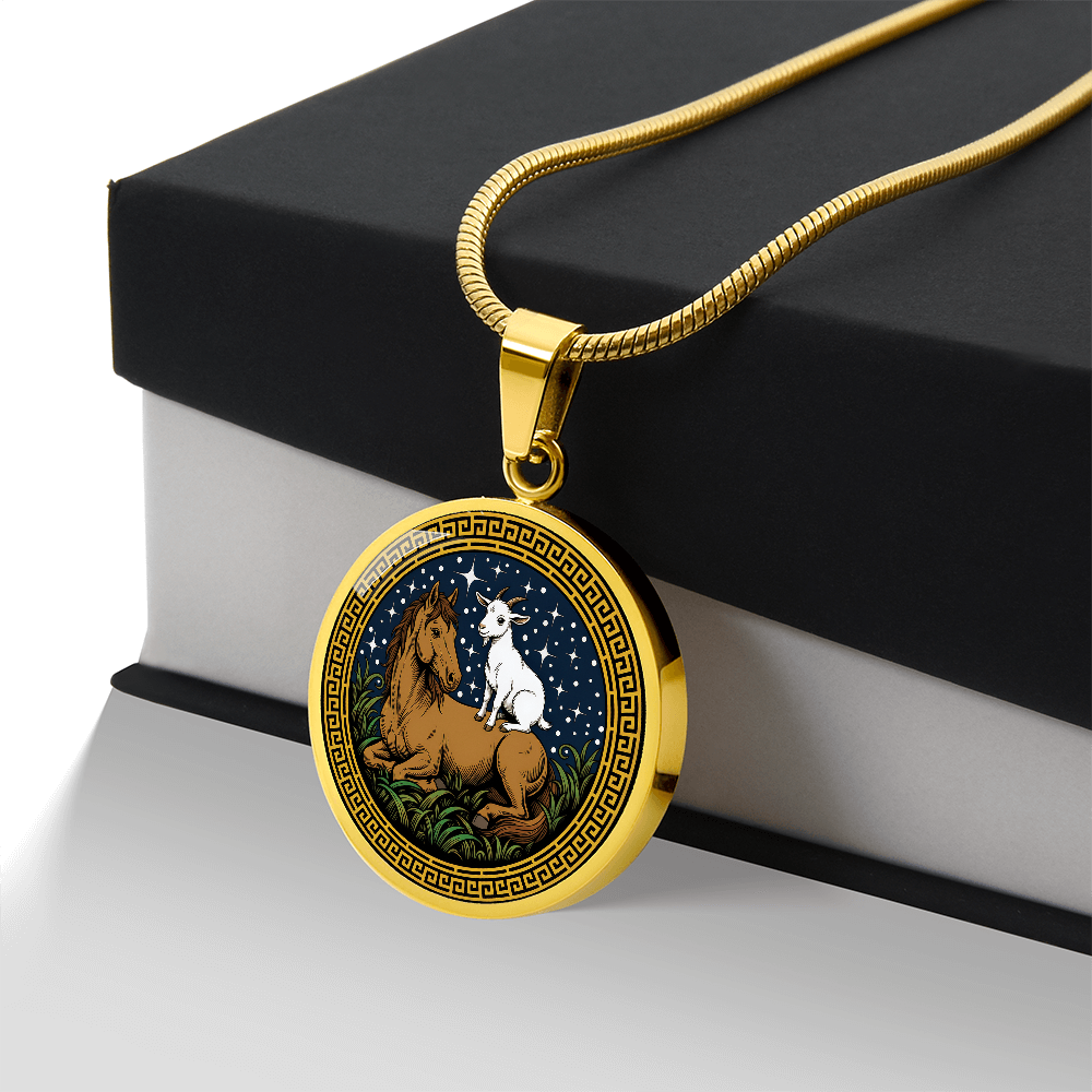 Goat and Horse Necklace - Couples Chinese Zodiac Animal Pendant Jewelry