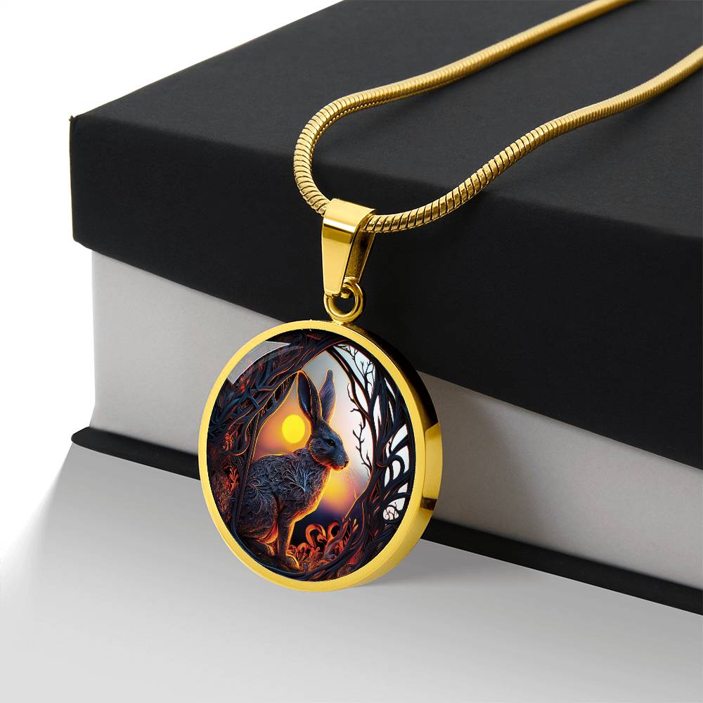 Easter Bunny Necklace, Personalized Year of the Rabbit Pendant, Chinese Zodiac Animal Jewelry, Engraved  Spirit Companion & Mothers Day Gift
