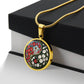 Red and White Morning Glory Yin Yang Necklace - September Birth Month Flower Pendant Jewelry