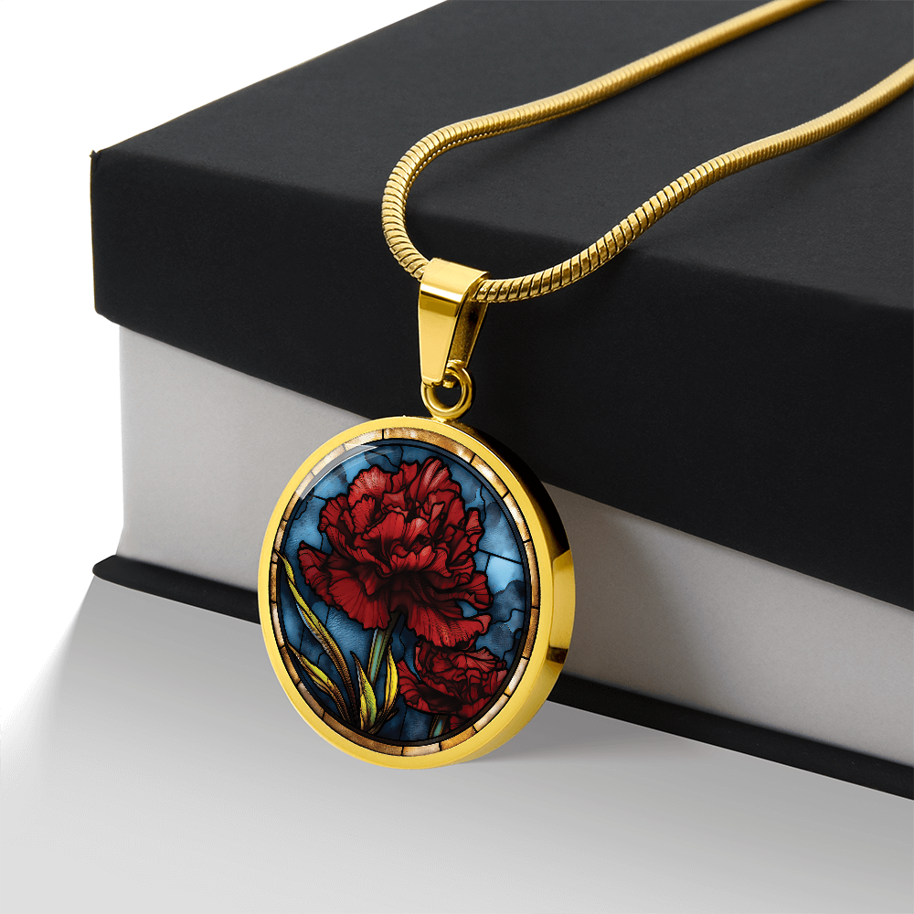 Carnation Necklace - January Birth Flower Pendant Jewelry
