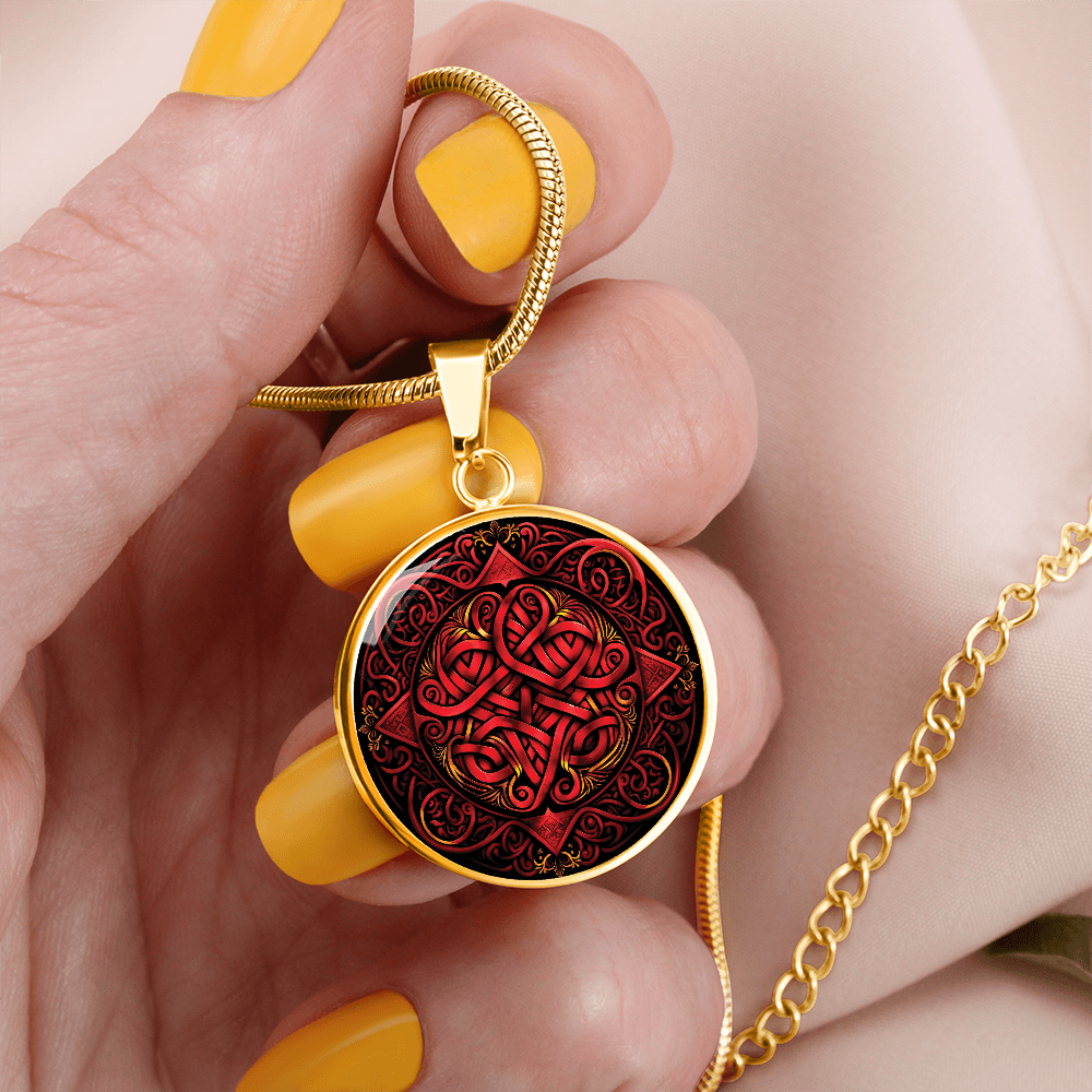Red Celtic Knot Necklace - Romantic Pendant Jewelry