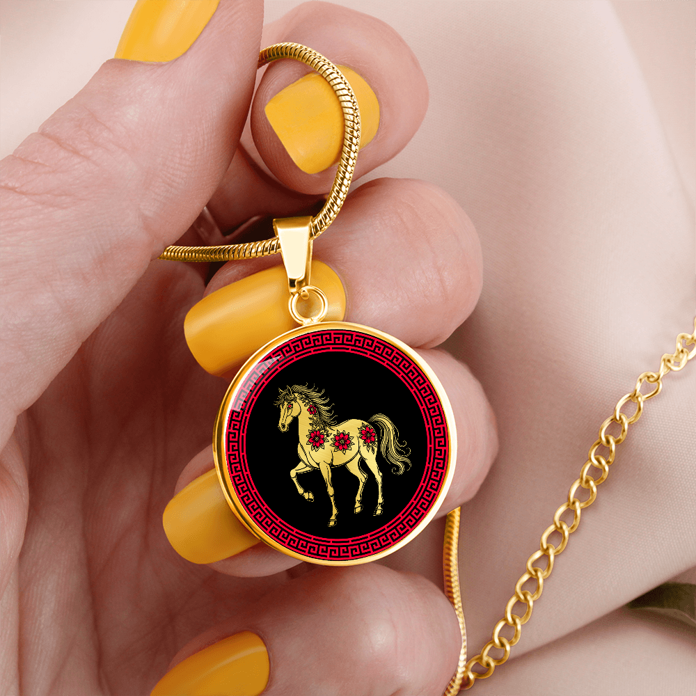 Horse Necklace Chinese Zodiac Pendant Jewelry