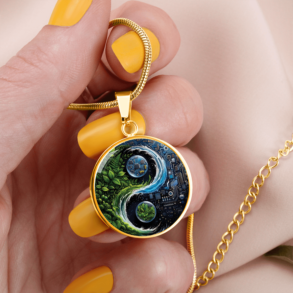 Nature & Circuit Yin Yang Pendant Necklace