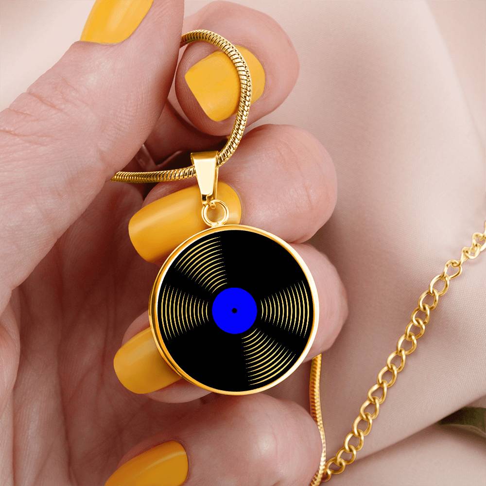 Vinyl Record Necklace Gold - Personalized Music Pendant - Music Theme Gifts For Her or Him - Silver Record Pendant Necklace For Woman or Men