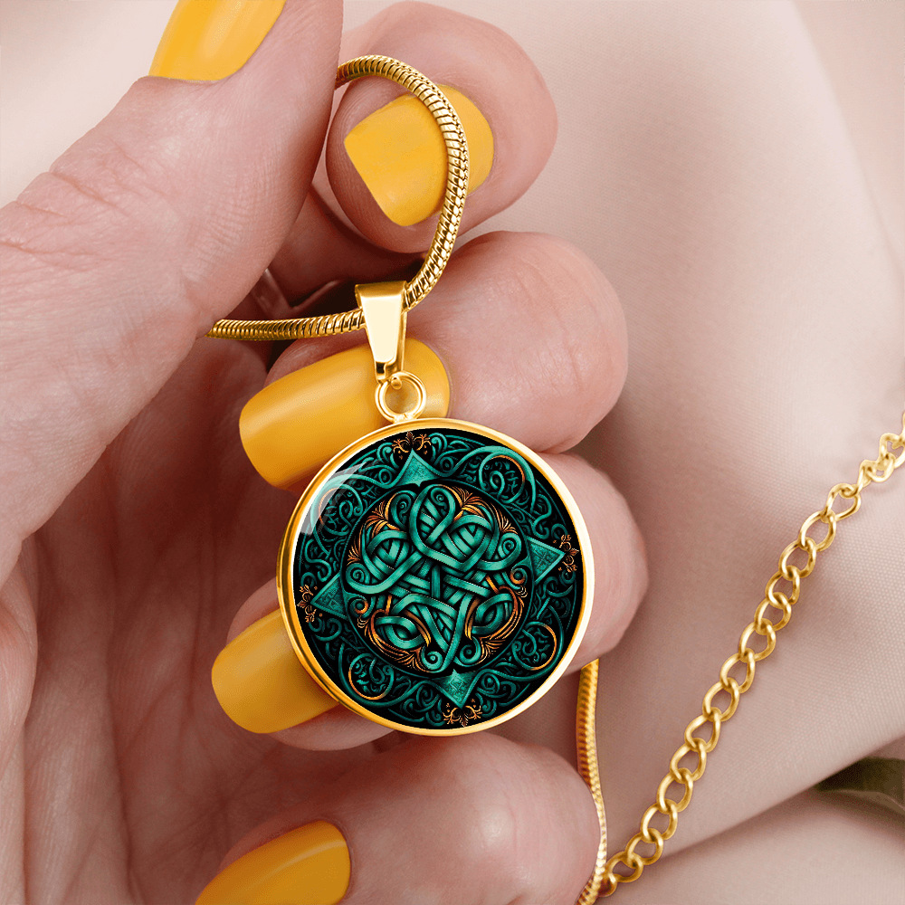 Teal Celtic Knot Necklace - Romantic Pendant Jewelry