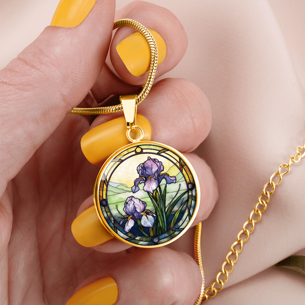 Iris Necklace - February Birth Flower Pendant Jewelry