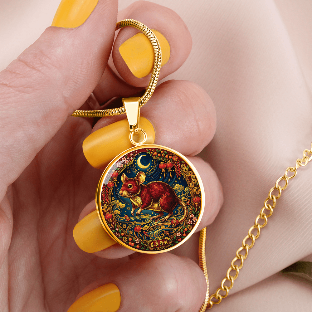 Year of The Rat Necklace - Chinese Zodiac Animal Charm Pendant Jewelry