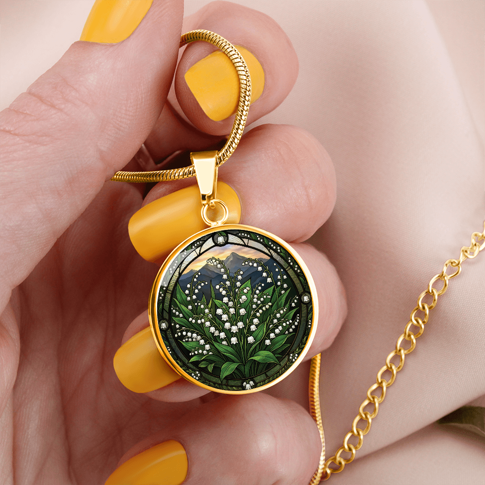 White Lily of the Valley Necklace - May Birth Flower Pendant Jewelry