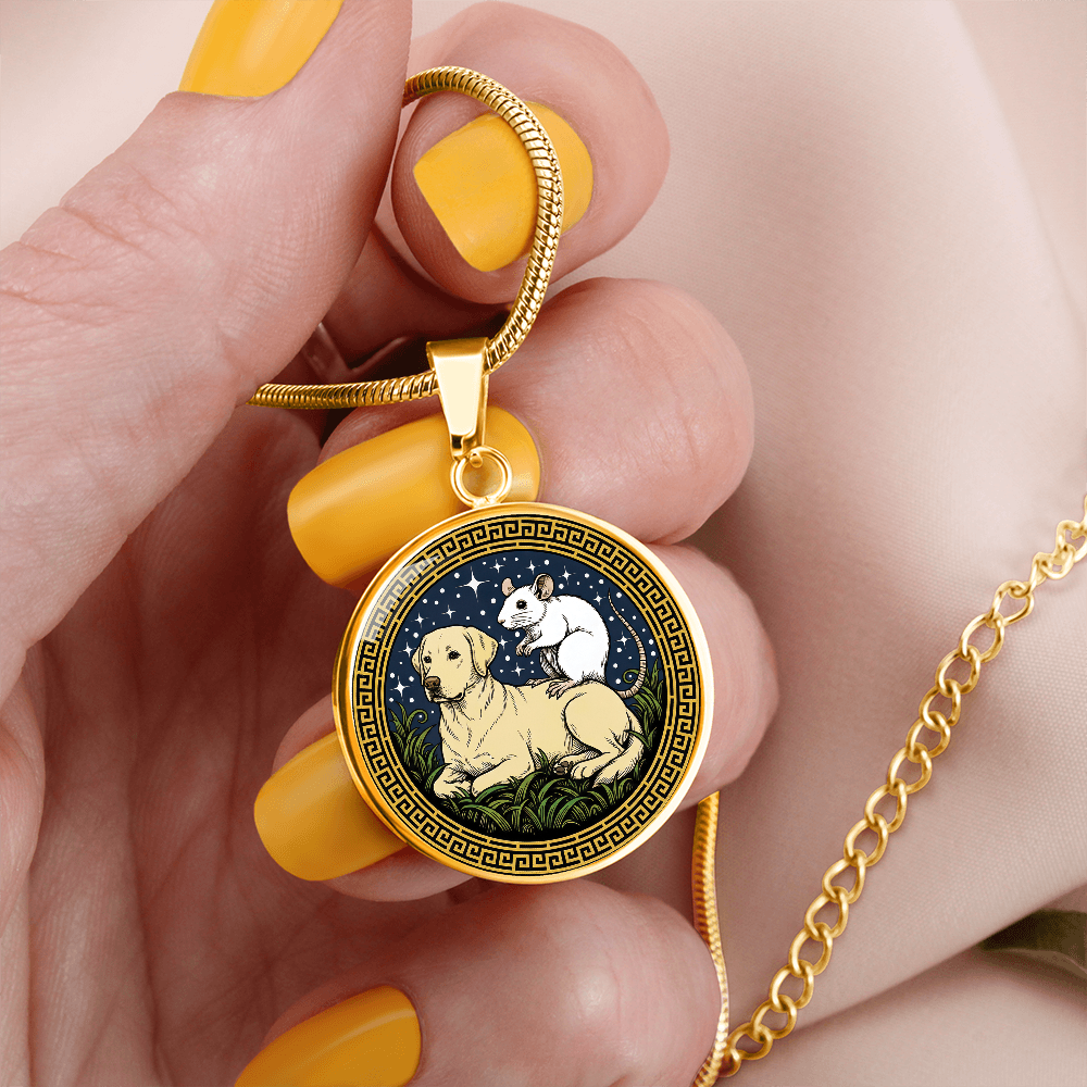 Dog and Rat Necklace - Couples Chinese Zodiac Animal Pendant Jewelry