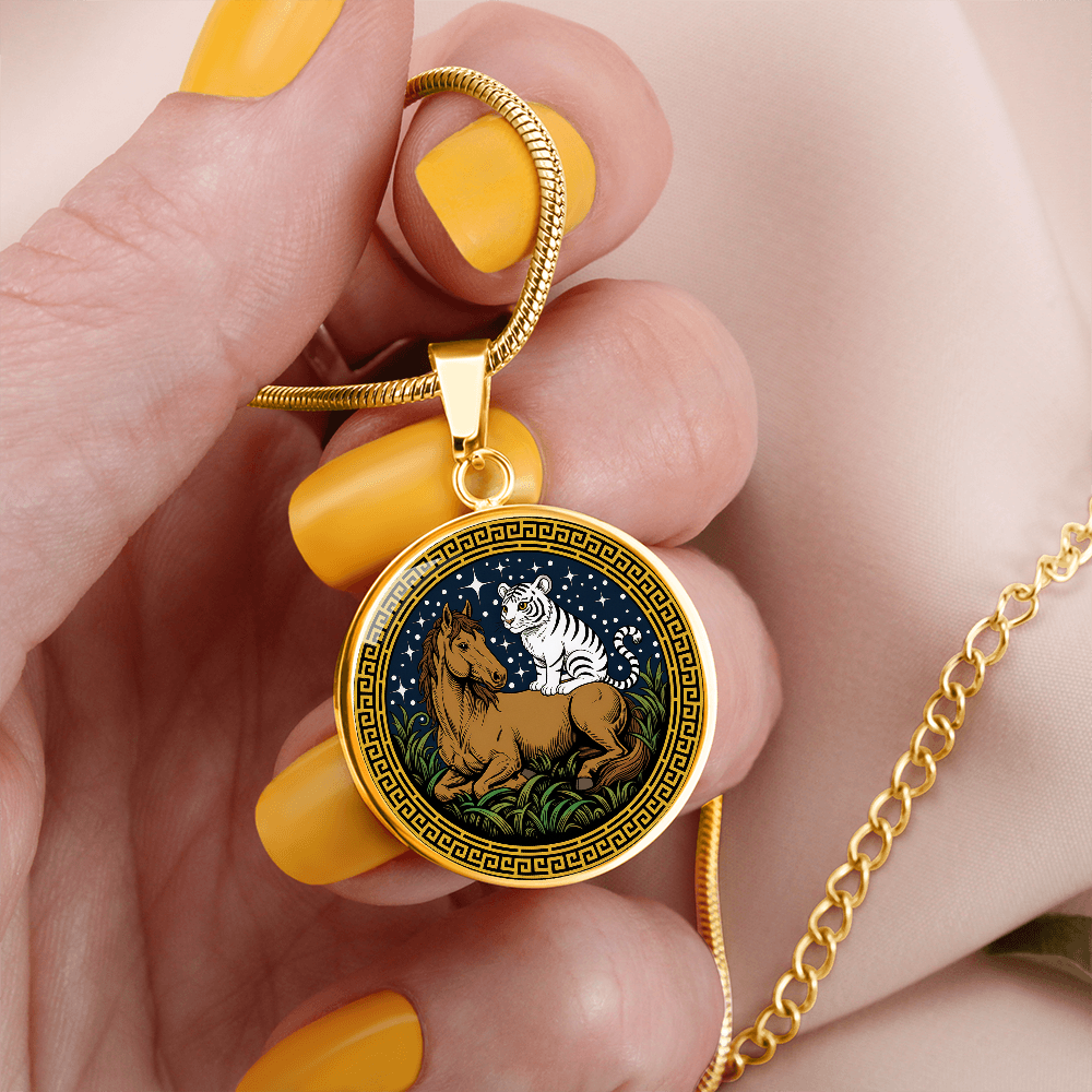 Tiger and Horse Necklace - Couples Chinese Zodiac Animal Pendant Jewelry