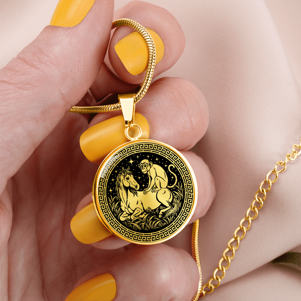 Monkey and Horse Necklace - Couples Chinese Zodiac Animal Pendant Jewelry