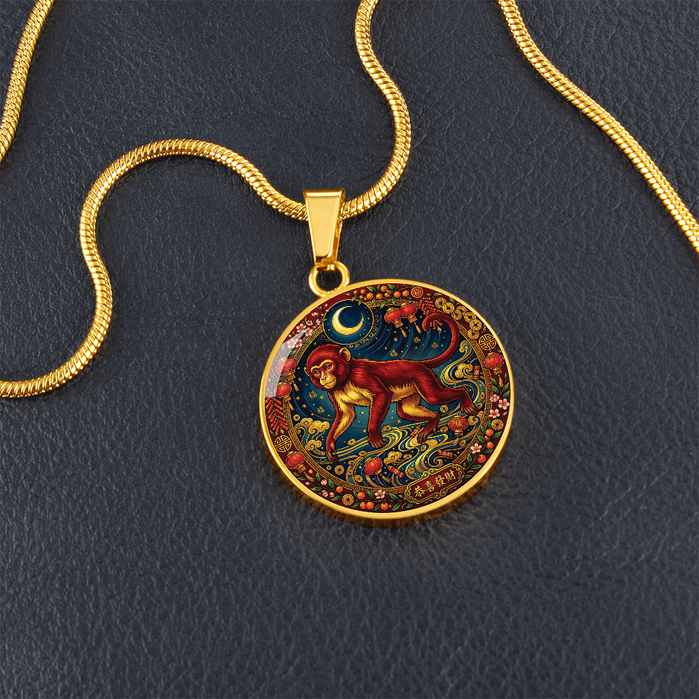 Year of The Monkey Necklace - Chinese Zodiac Animal Charm Pendant Jewelry