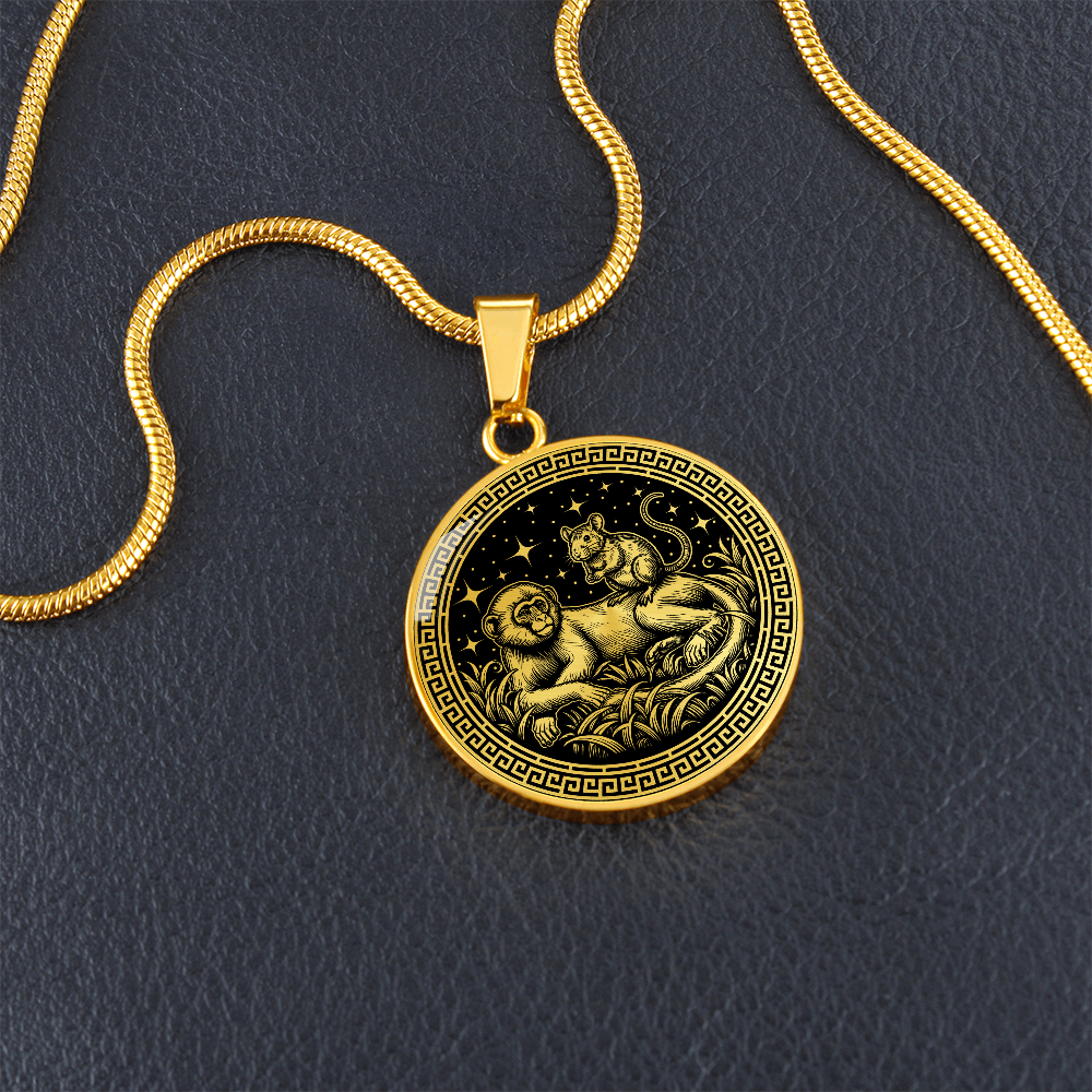 Monkey & Rat Necklace - Couples Chinese Zodiac Animal Pendant Jewelry