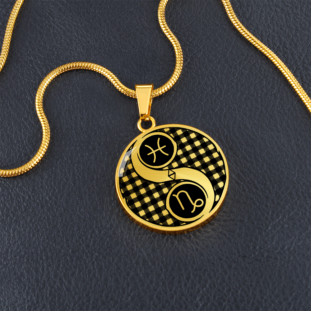 Pisces & Capricorn Necklace, Yin Yang Couples Zodiac Jewelry