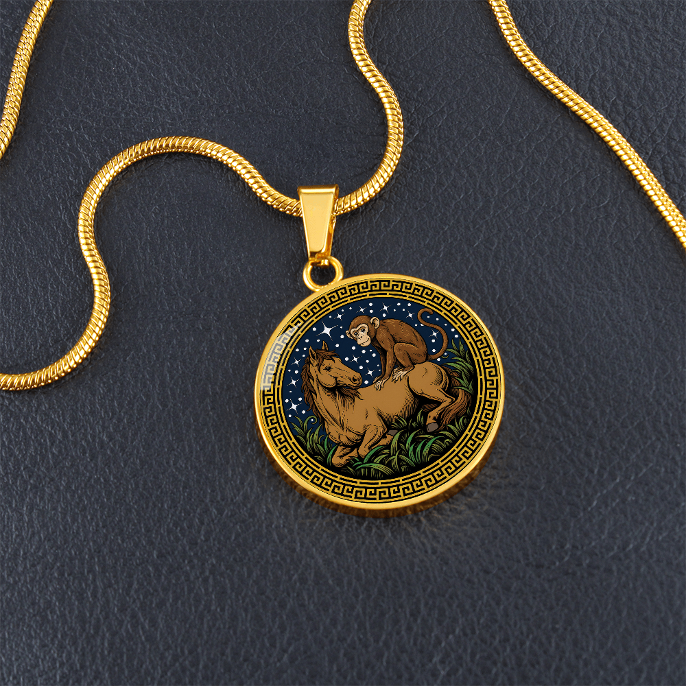 Monkey and Horse Necklace - Couples Chinese Zodiac Animal Pendant Jewelry