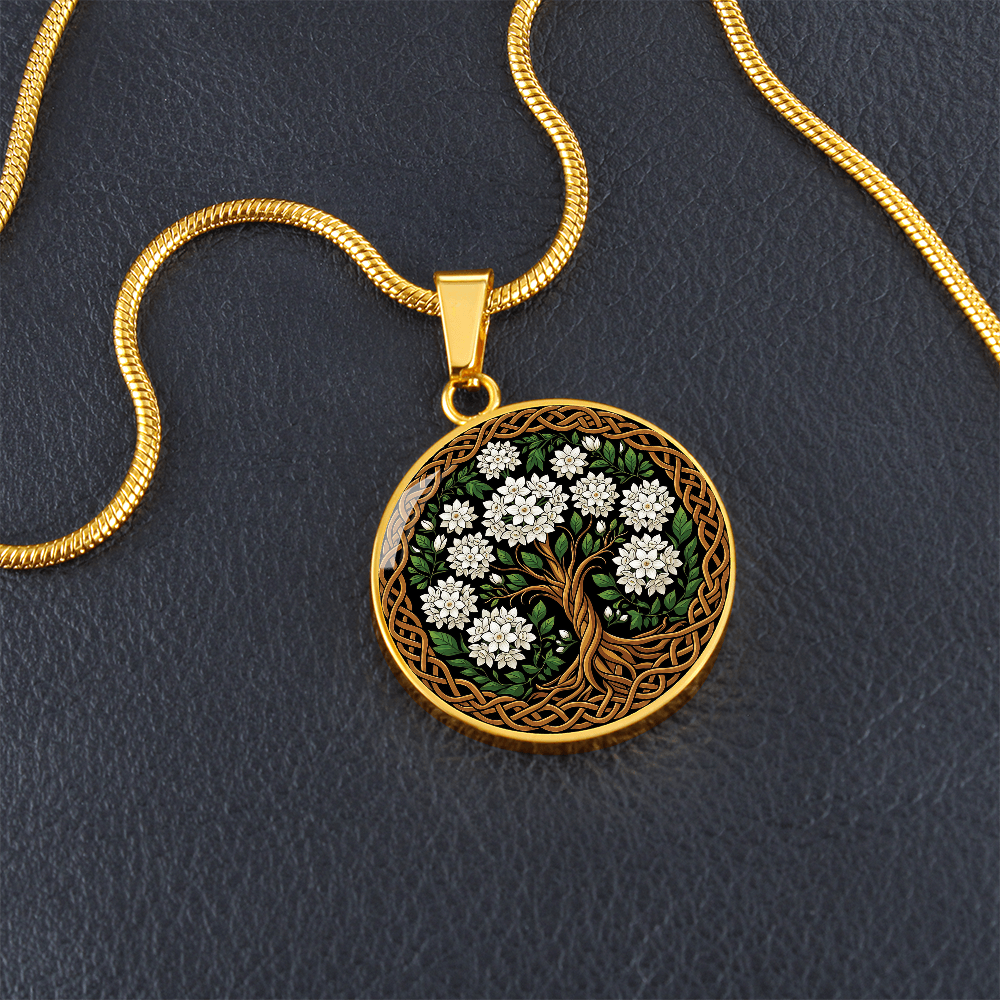 Celtic Tree of Life Pendant Necklace - Narcissus December Birth Flower Jewelry