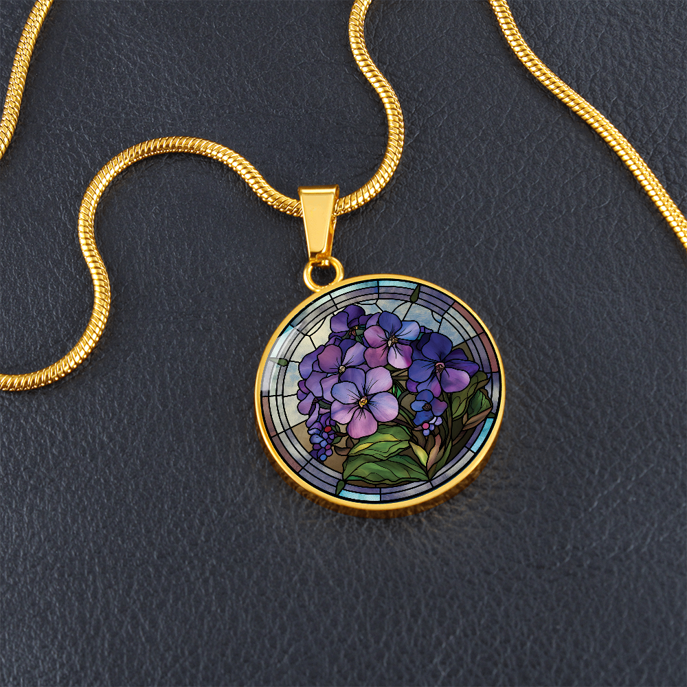 African Violet Necklace, Personalized February Birth Month Flower Jewelry, Gold Floral Charm Pendant Valentines & Mothers Day Gift For Her