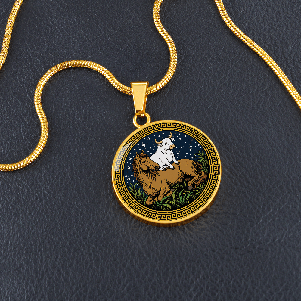 Ox and Horse Necklace - Couples Chinese Zodiac Animal Pendant Jewelry