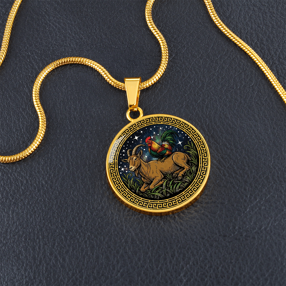 Rooster & Goat Necklace - Couples Chinese Zodiac Animal Pendant Jewelry