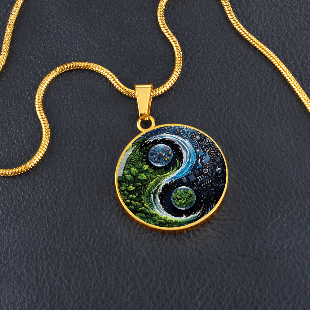 Nature & Circuit Yin Yang Pendant Necklace