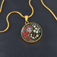 Red and White Morning Glory Yin Yang Necklace - September Birth Month Flower Pendant Jewelry