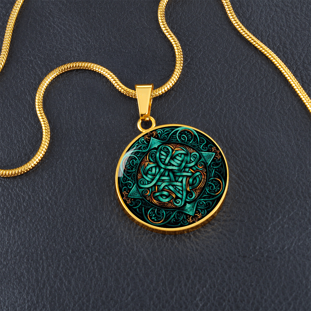 Teal Celtic Knot Necklace - Romantic Pendant Jewelry