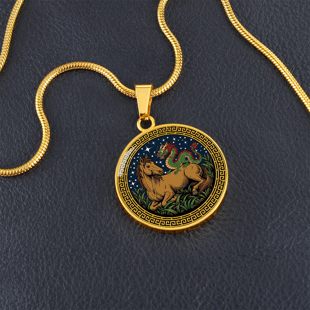 Dragon and Horse Necklace - Couples Chinese Zodiac Animal Pendant Jewelry