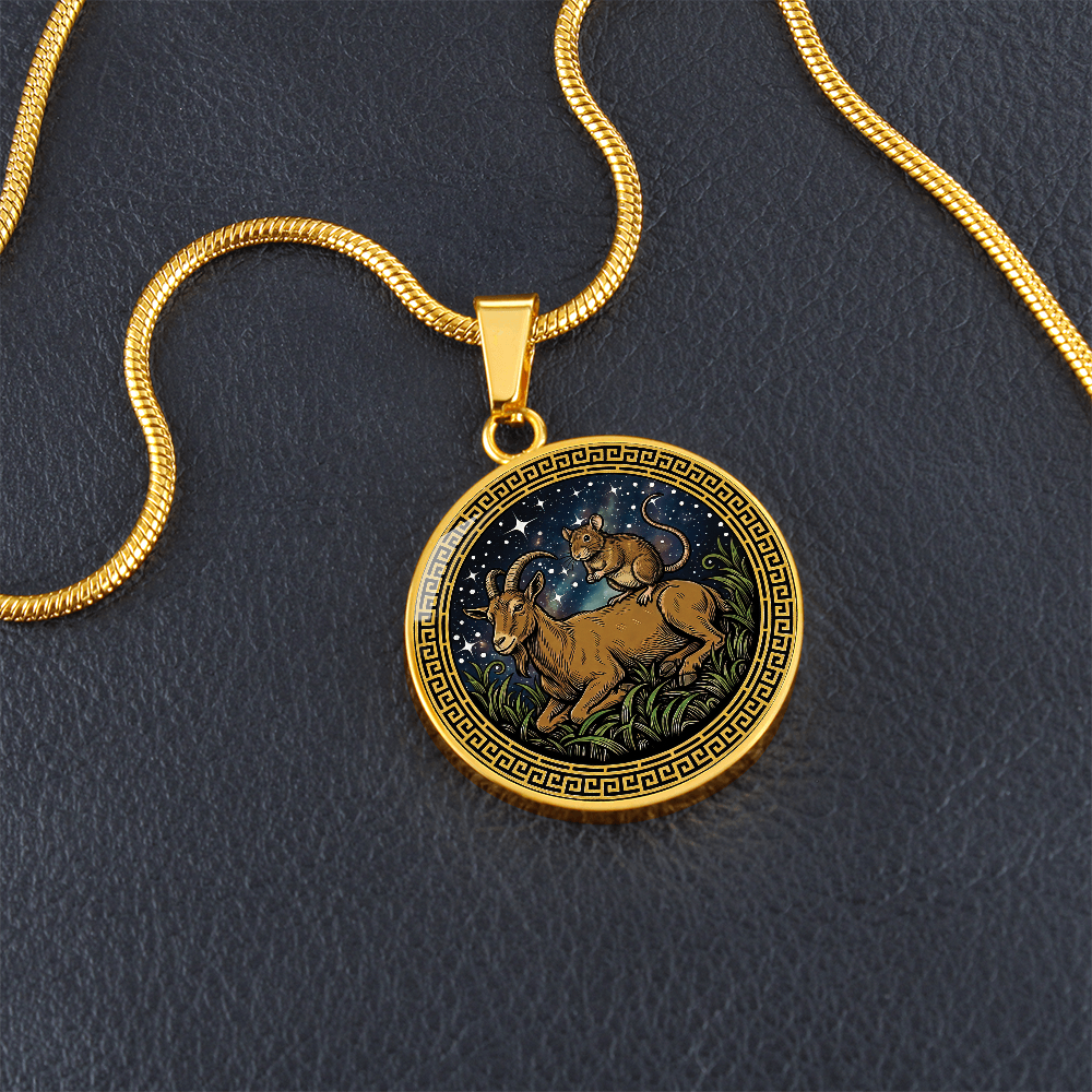 Rat & Goat Necklace - Couples Chinese Zodiac Animal Pendant Jewelry