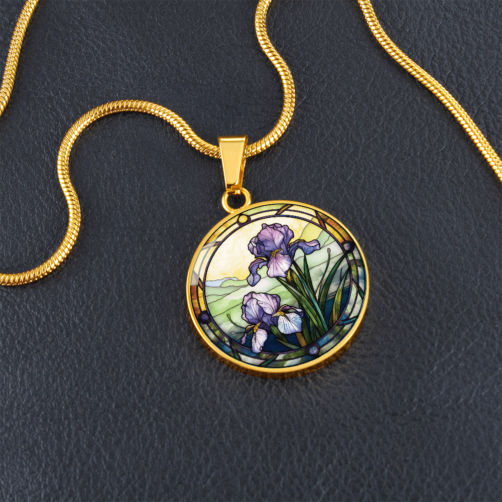 Iris Necklace - February Birth Flower Pendant Jewelry