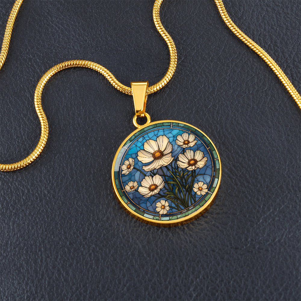 Cosmos Pendant Necklace - October Birth Flower Jewelry