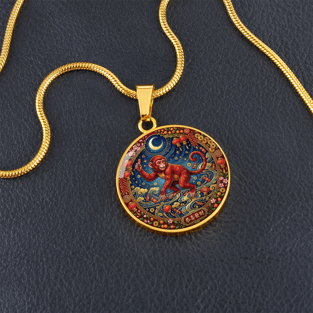 Year of The Monkey Necklace - Chinese Zodiac Animal Charm Pendant Jewelry