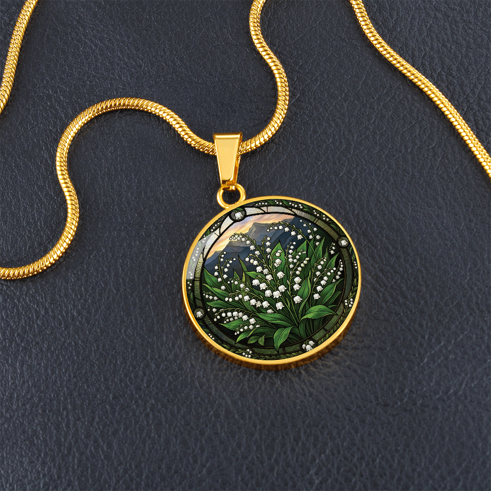 White Lily of the Valley Necklace - May Birth Flower Pendant Jewelry