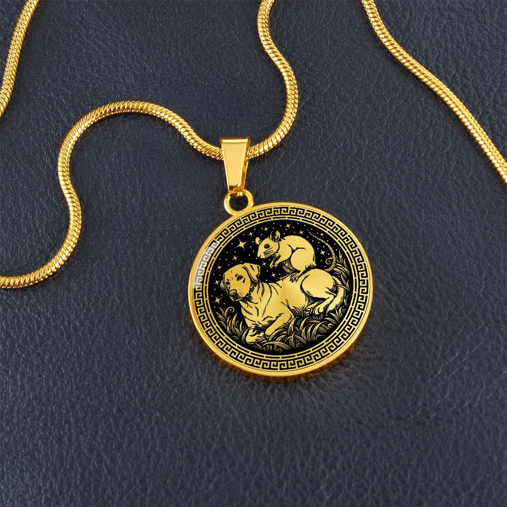 Dog and Rat Necklace - Couples Chinese Zodiac Animal Pendant Jewelry